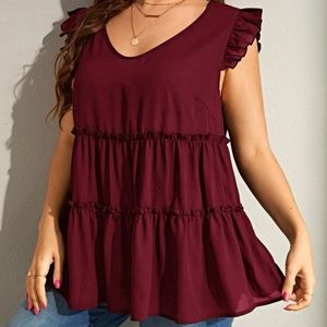 Frenchy Plus Butterfly Sleeve Frill Trim